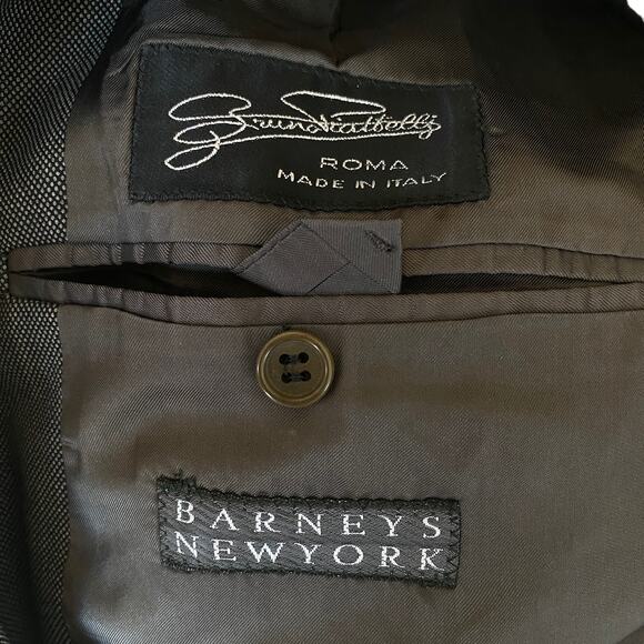 Vintage Barneys New York Blazer Bruno Gray Black Micro Check Jacket Mens Size 46 - Picture 4 of 13